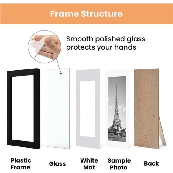 5x7 Picture Frame Set of 10, Display Pictures 4x6 with Mat or 5x7 Without Mat - Picture 3 of 6